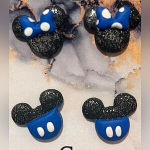 NEW Sparkle 3D Mickey & Minnie Mouse Polymer Clay Stud Earrings (Set of 2)
